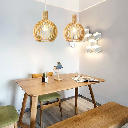 Hanglamp Hout Handgemaakt – Natuurlijke Scandinavische Houten Plafondlamp