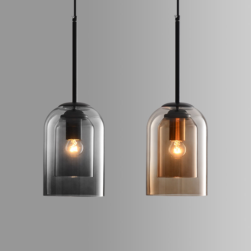 Hanglamp Mid-Century Dubbel Glas – Retro Pendant voor Eetkamer