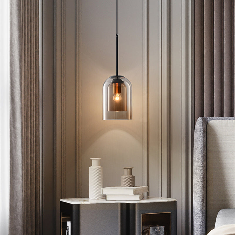 Hanglamp Mid-Century Dubbel Glas – Retro Pendant voor Eetkamer