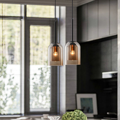 Hanglamp Mid-Century Dubbel Glas – Retro Pendant voor Eetkamer