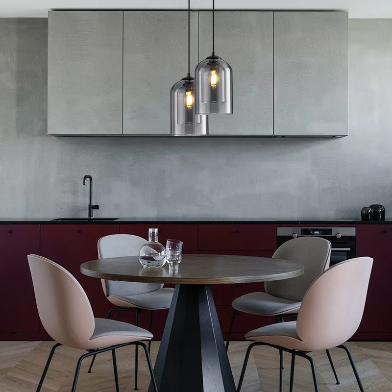 Hanglamp Mid-Century Dubbel Glas – Retro Pendant voor Eetkamer