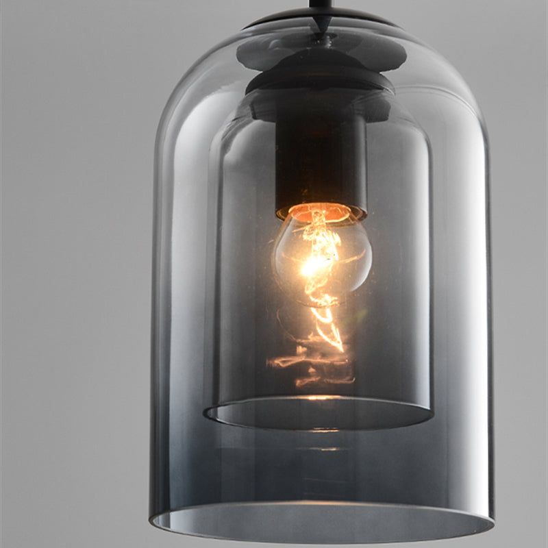 Hanglamp Mid-Century Dubbel Glas – Retro Pendant voor Eetkamer
