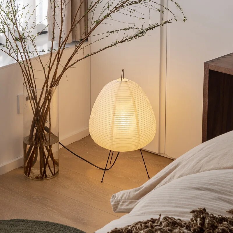 Tafellamp Rijstpapier – Japandi Zen Sfeerlamp voor Slaapkamer & Woonkamer
