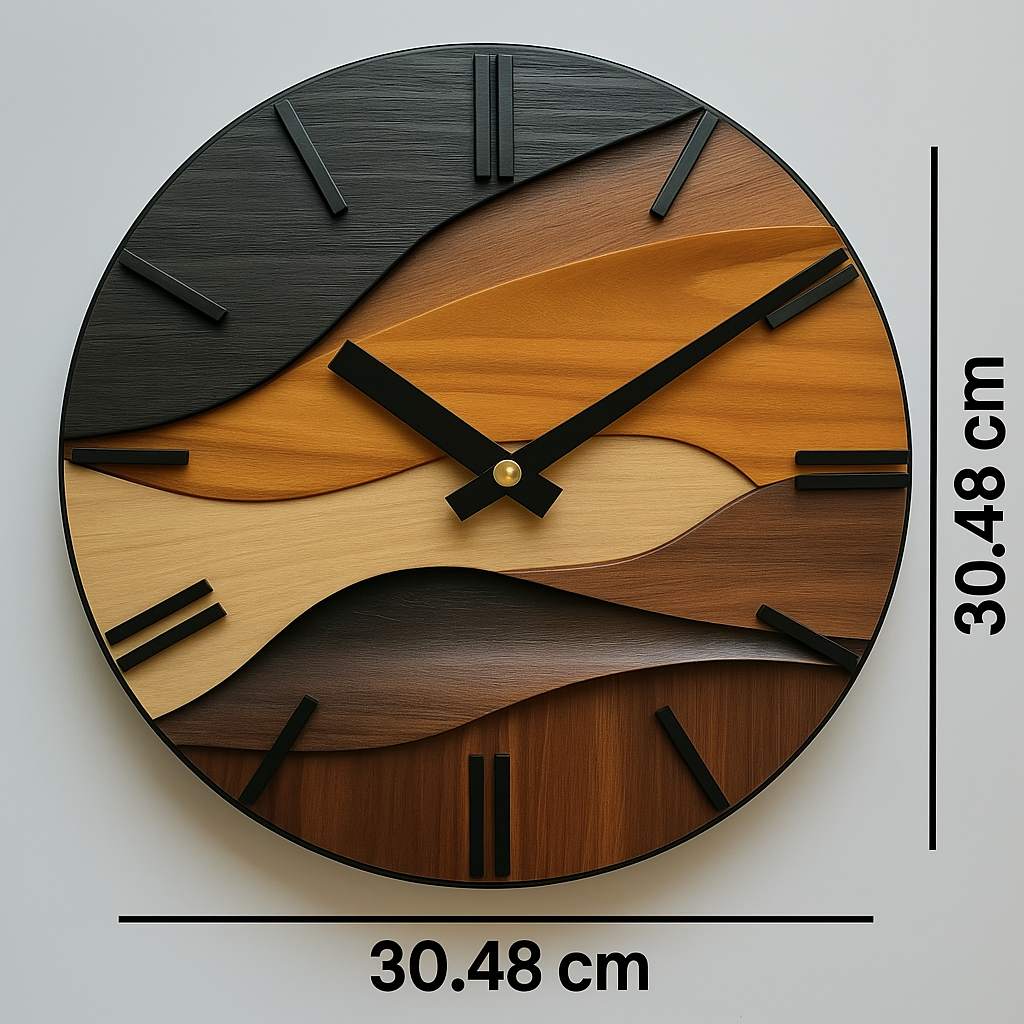 Wandklok Rond Houtlook – Artistieke Nordic Wandklok voor Woonkamer