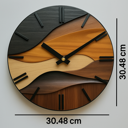 Wandklok Rond Houtlook – Artistieke Nordic Wandklok voor Woonkamer